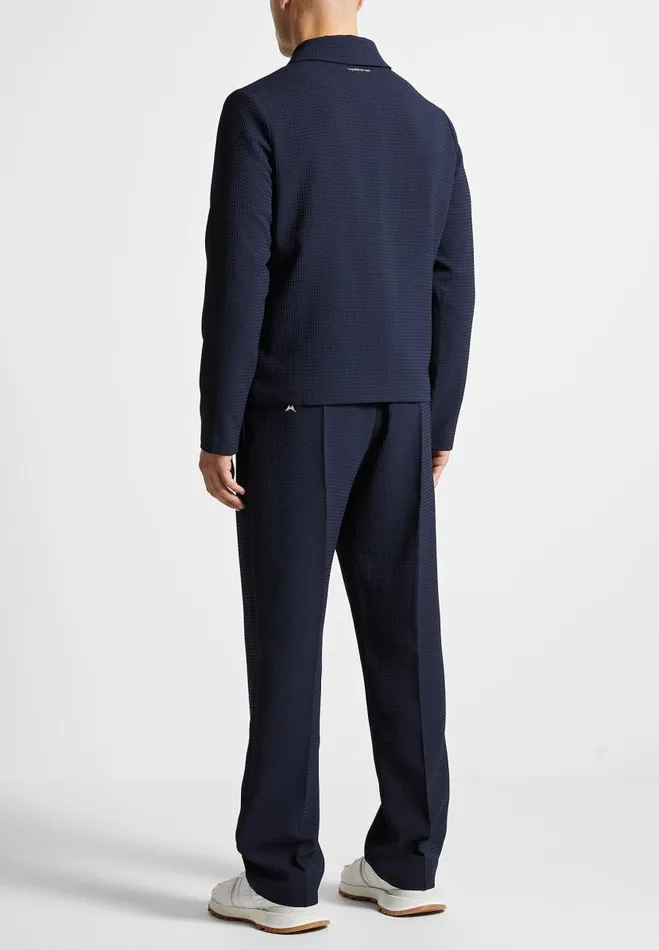 Manire De Voir Modern Tailoring Manire De Voir Man Regular Fit Waffle Seersucker Tailored Trousers 8211 Navy