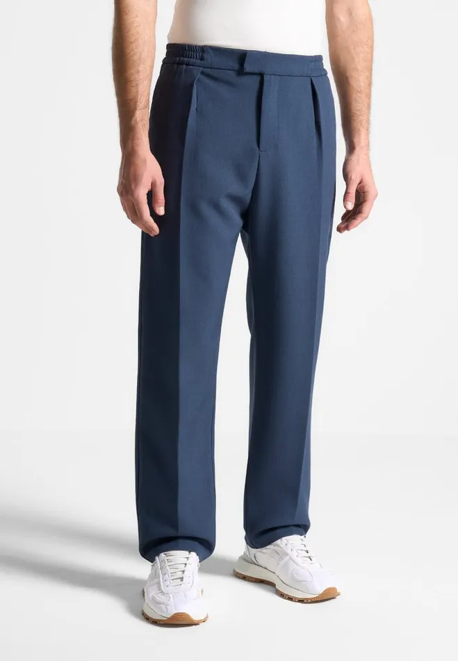 Manire De Voir Modern Tailoring Manire De Voir Man Relaxed Fit Hatched Pleated Tailored Trousers 8211 Blue