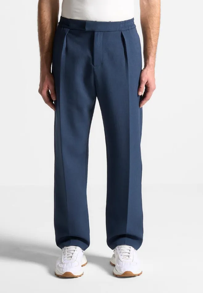 Manire De Voir Modern Tailoring Manire De Voir Man Relaxed Fit Hatched Pleated Tailored Trousers 8211 Blue