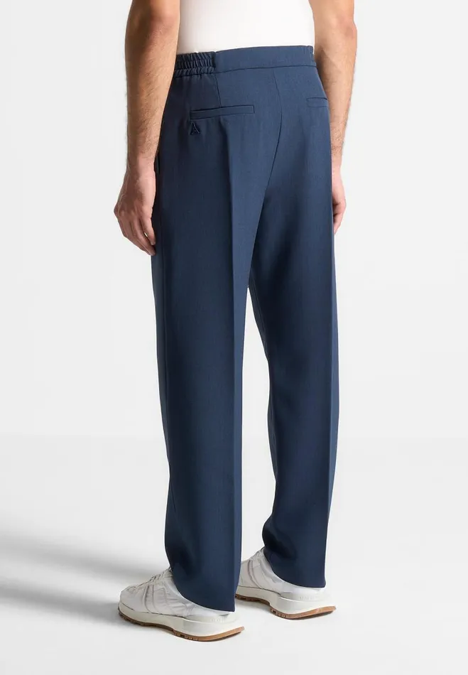 Manire De Voir Modern Tailoring Manire De Voir Man Relaxed Fit Hatched Pleated Tailored Trousers 8211 Blue