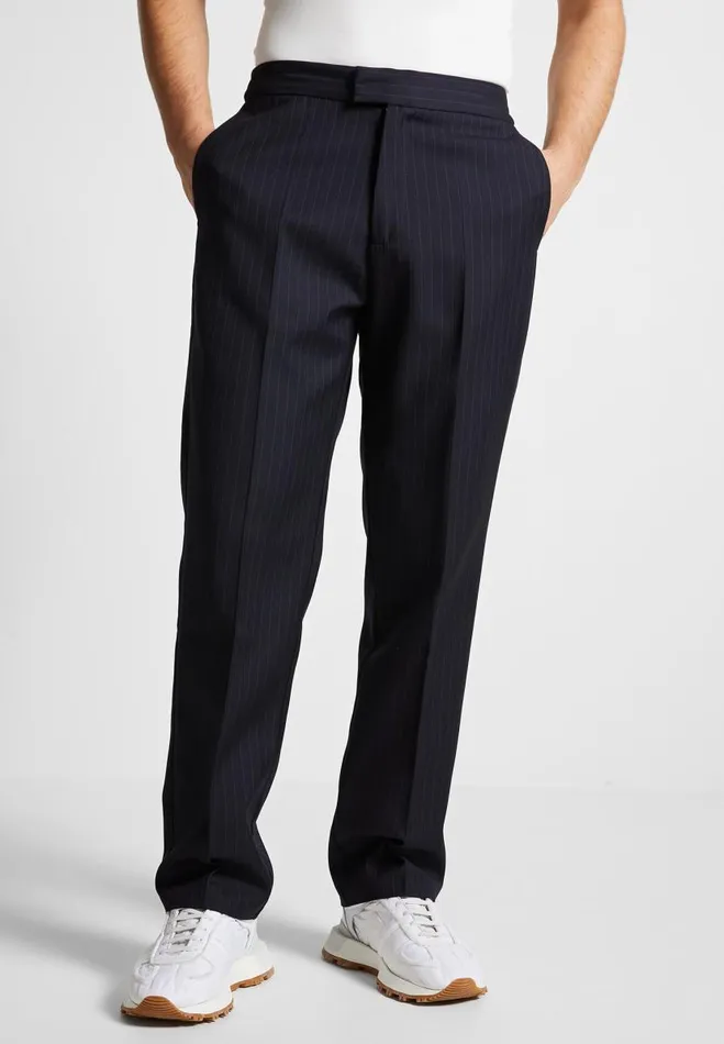 Manire De Voir Modern Tailoring Manire De Voir Man Relaxed Fit Pinstripe Tailored Trousers 8211 Navy
