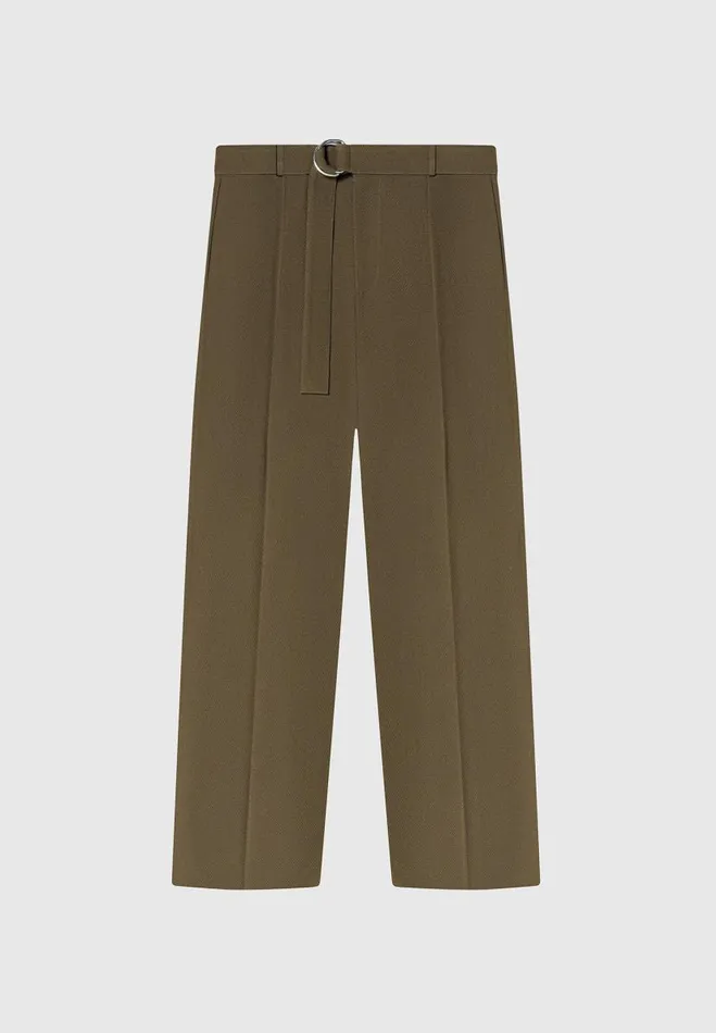 Manire De Voir Modern Tailoring Manire De Voir Man Relaxed Fit Textured Belted Tailored Trousers 8211 Khaki