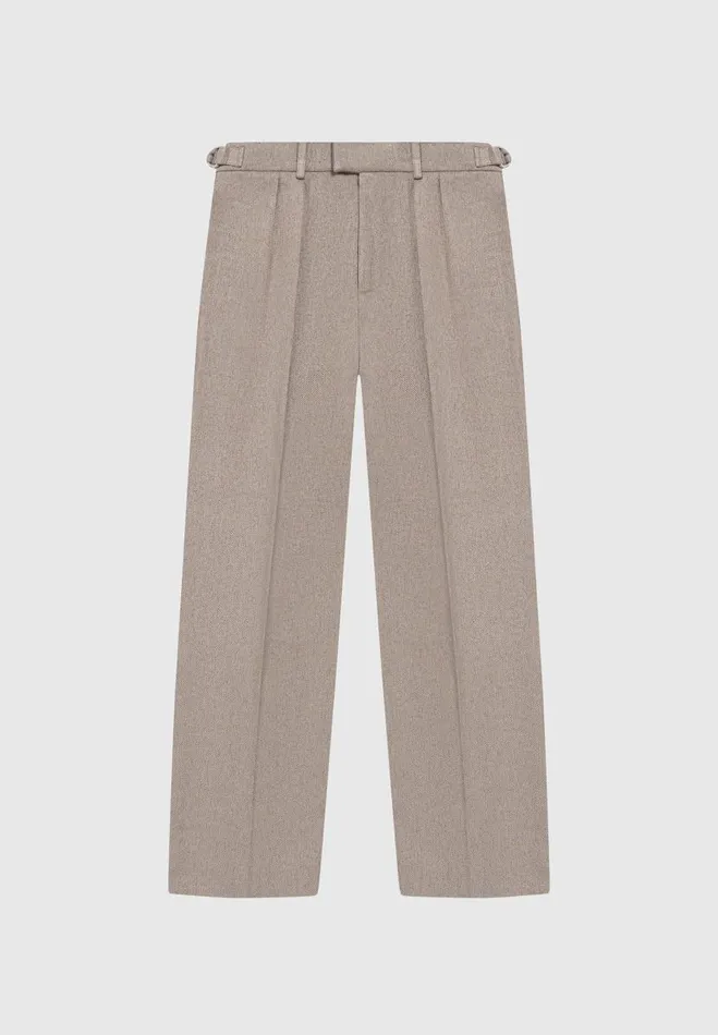 Manire De Voir Modern Tailoring Manire De Voir Man Relaxed Fit Textured Pleated Tailored Trousers 8211 Taupe