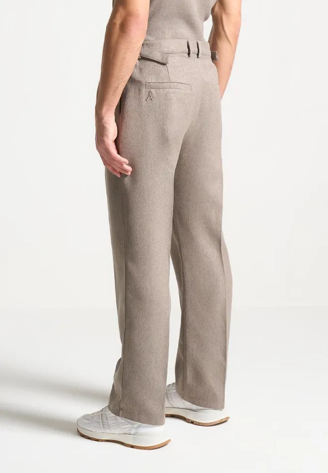 Manire De Voir Modern Tailoring Manire De Voir Man Relaxed Fit Textured Pleated Tailored Trousers 8211 Taupe