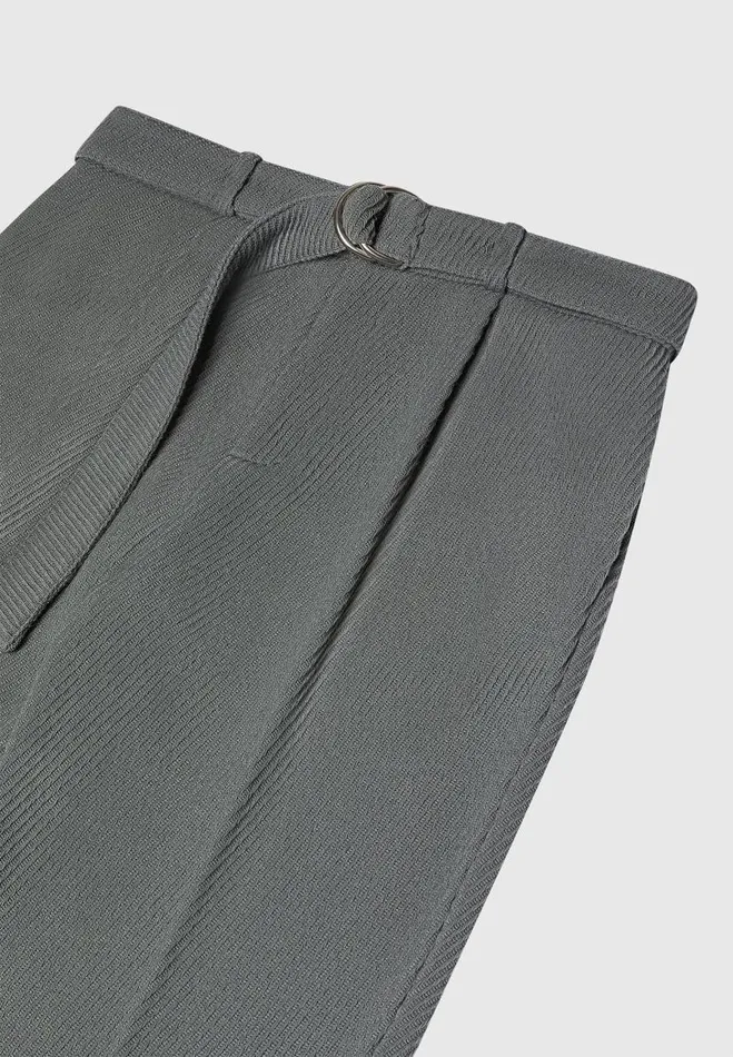 Manire De Voir Modern Tailoring Manire De Voir Man Relaxed Fit Twill Belted Tailored Trousers 8211 Grey