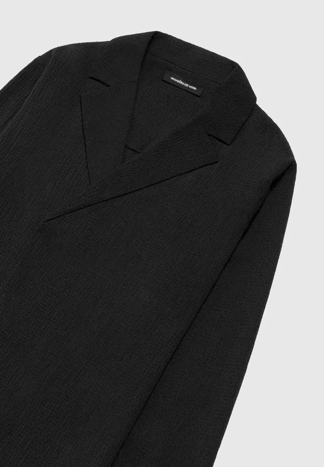 Manire De Voir Shirts Manire De Voir Man Seersucker Double Breasted Shirt 8211 Black