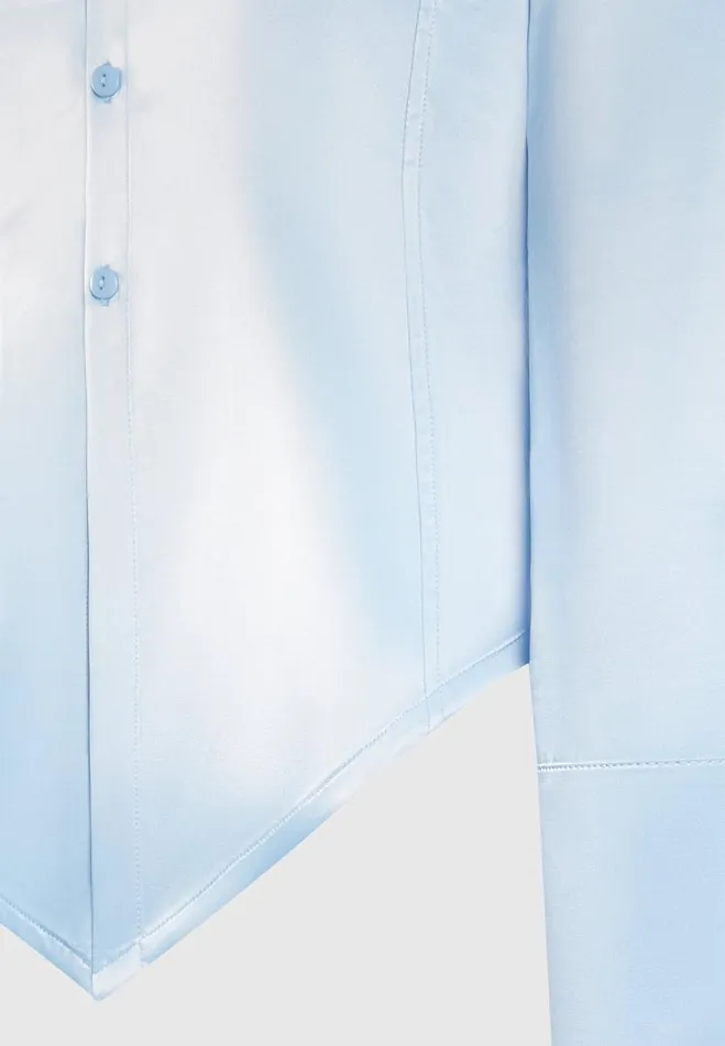 Manire De Voir Shirts Manire De Voir Woman Angled Satin Shirt 8211 Blue