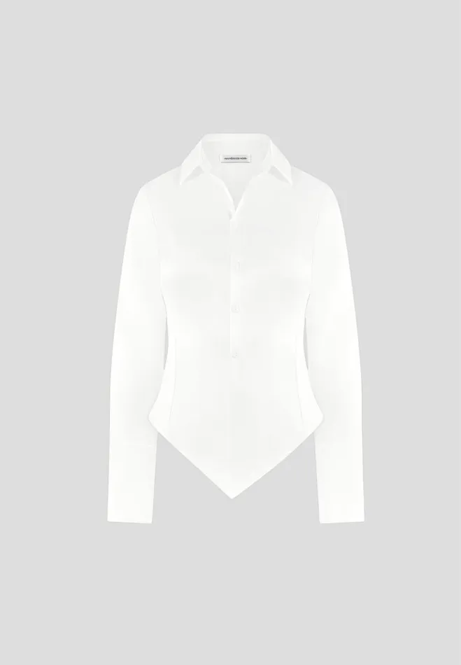 Manire De Voir Shirts Manire De Voir Woman Angled Satin Shirt 8211 White