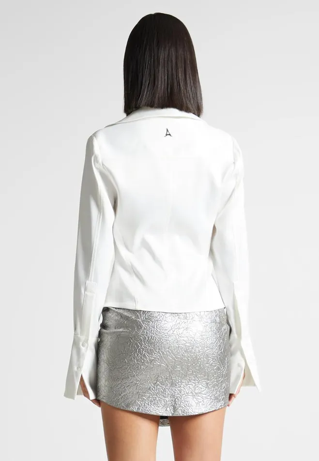 Manire De Voir Shirts Manire De Voir Woman Angled Satin Shirt 8211 White