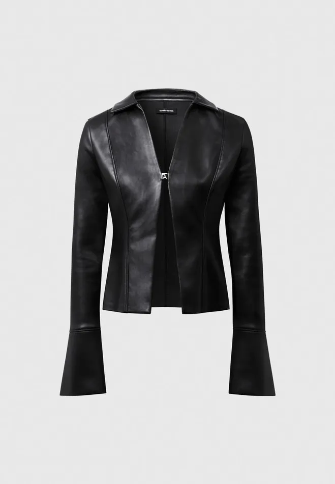Manire De Voir Shirts Manire De Voir Woman Vegan Leather Shirt With Clasp 8211 Black