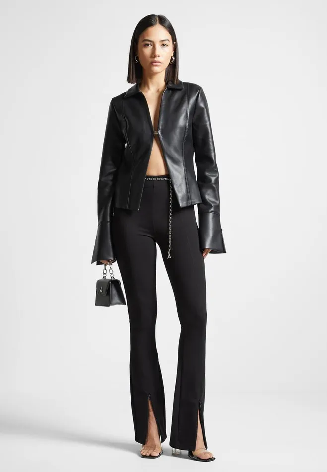 Manire De Voir Shirts Manire De Voir Woman Vegan Leather Shirt With Clasp 8211 Black