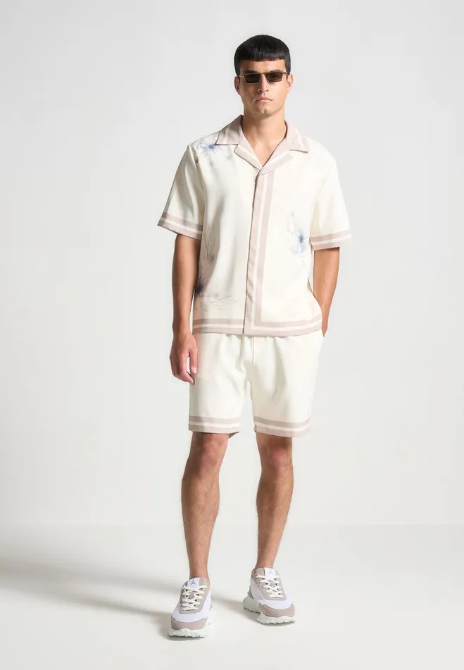 Manire De Voir Short Sets Manire De Voir Man Floral Border Shorts 8211 Cream