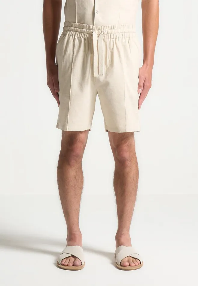 Manire De Voir Short Sets Manire De Voir Man Linen Pintuck Shorts 8211 Natural Manire De Voir Short Sets Manire De Voir Man Linen Pintuck Shorts 8211 Natural