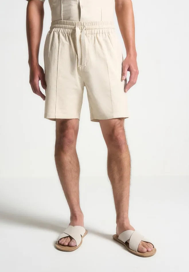 Manire De Voir Short Sets Manire De Voir Man Linen Pintuck Shorts 8211 Natural