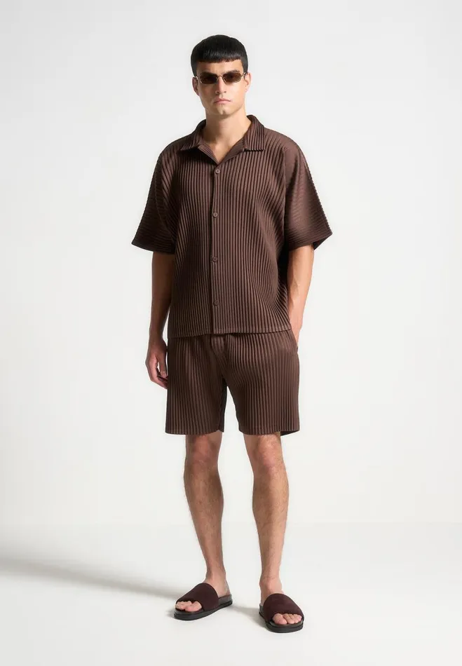 Manire De Voir Short Sets Manire De Voir Man Pleated Shorts 8211 Brown