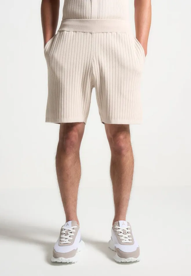 Manire De Voir Short Sets Manire De Voir Man Ribbed Knit Shorts 8211 Cream