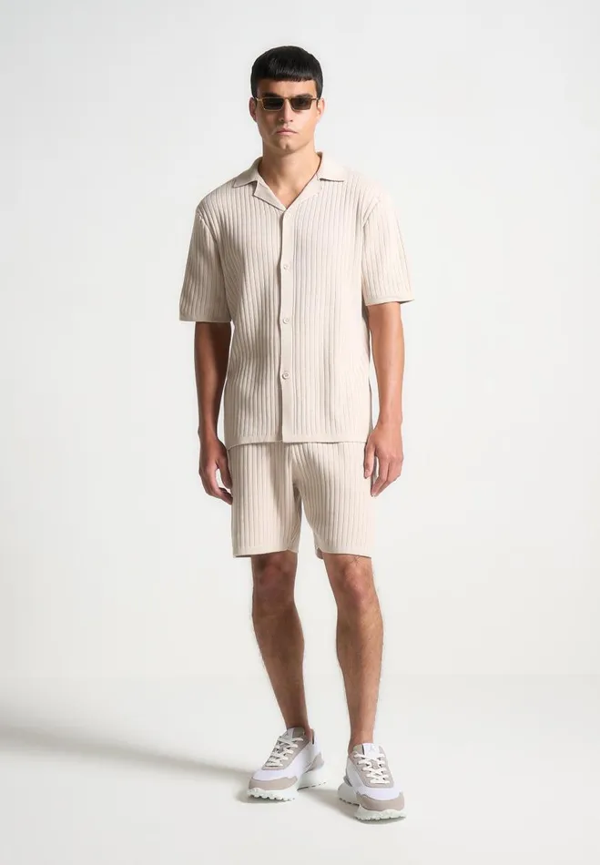Manire De Voir Short Sets Manire De Voir Man Ribbed Knit Shorts 8211 Cream