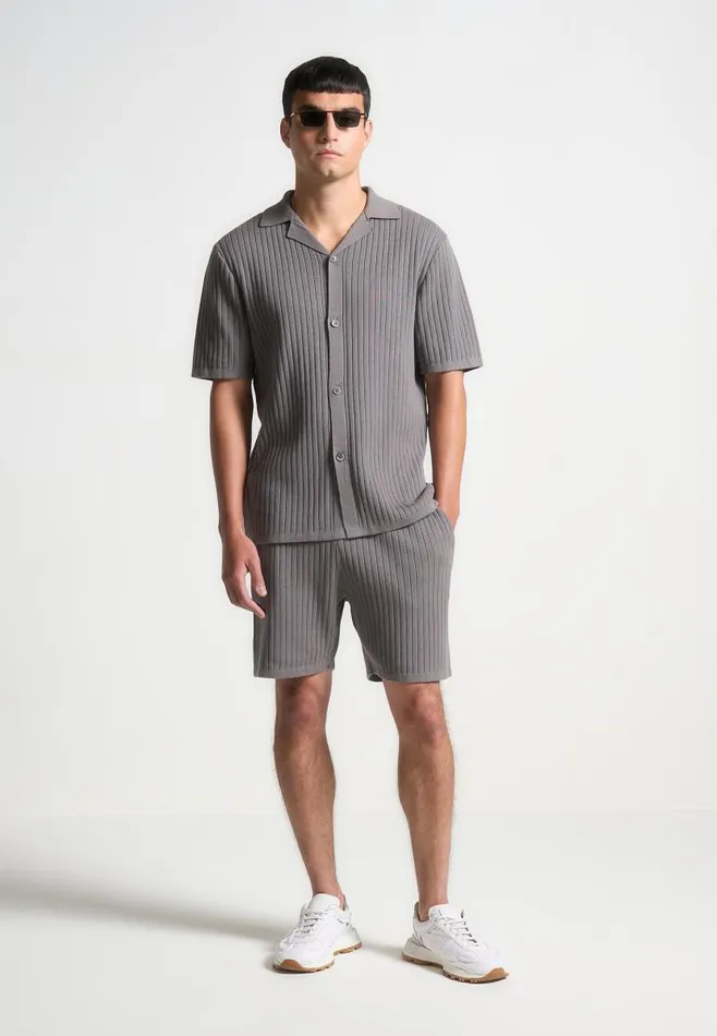 Manire De Voir Short Sets Manire De Voir Man Ribbed Knit Shorts 8211 Grey