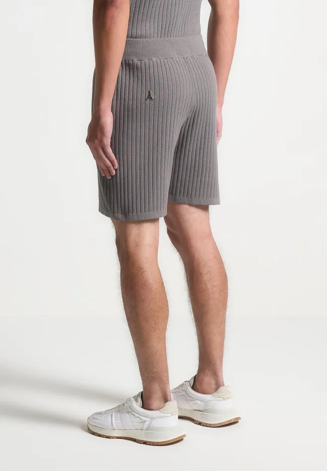 Manire De Voir Short Sets Manire De Voir Man Ribbed Knit Shorts 8211 Grey