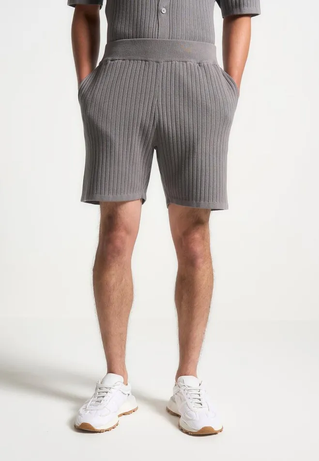 Manire De Voir Short Sets Manire De Voir Man Ribbed Knit Shorts 8211 Grey