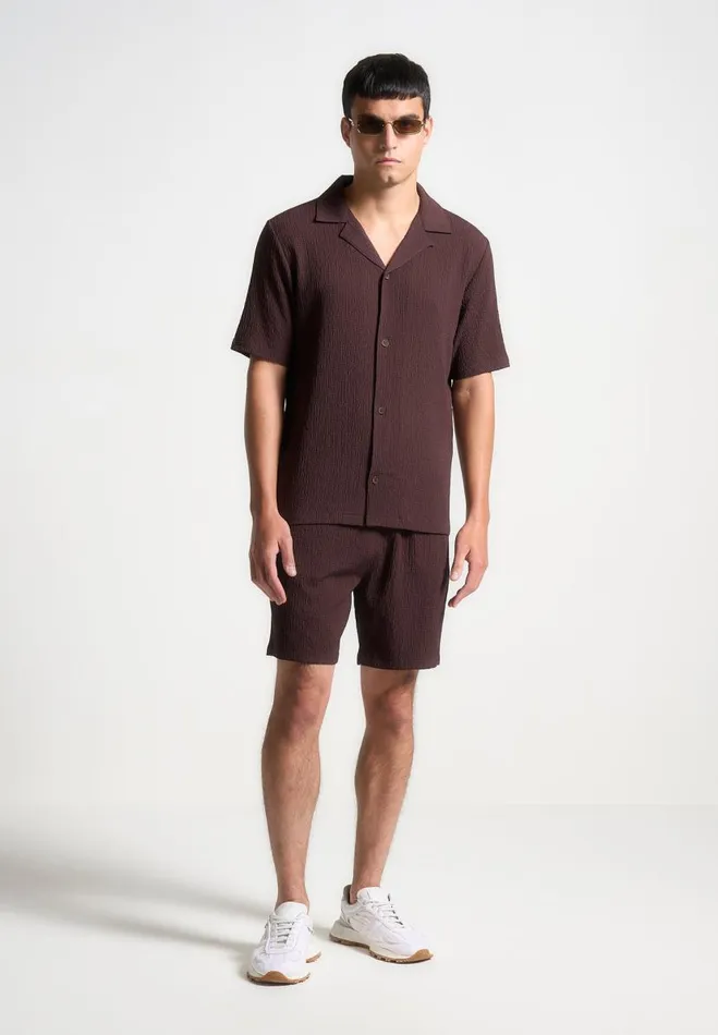 Manire De Voir Short Sets Manire De Voir Man Seersucker Shorts 8211 Brown