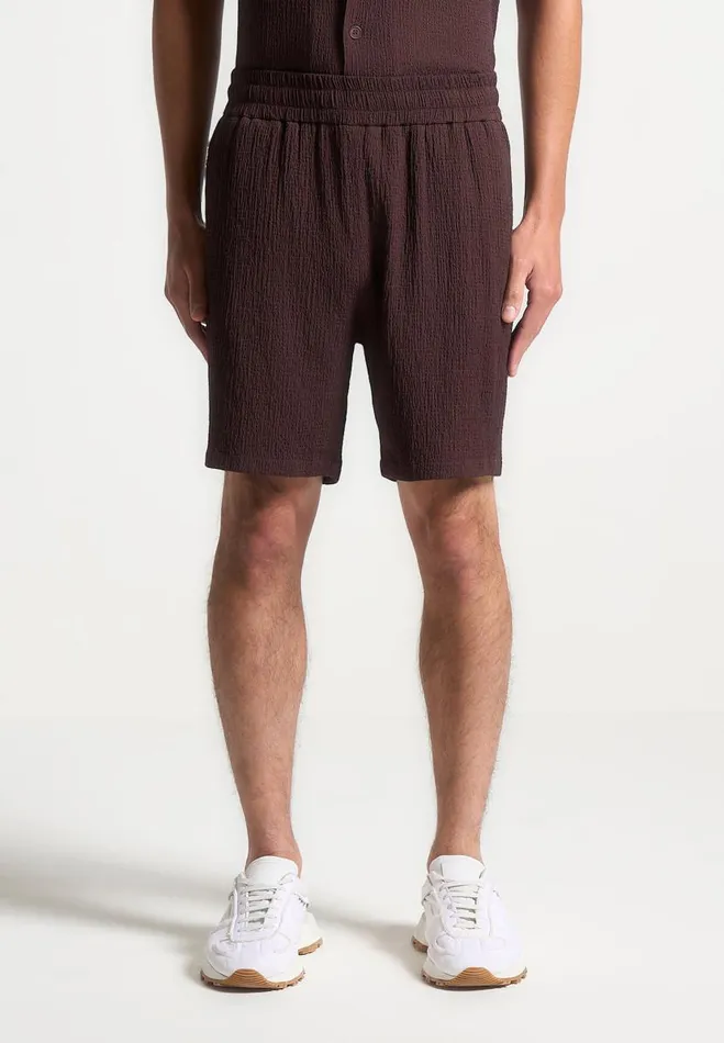 Manire De Voir Short Sets Manire De Voir Man Seersucker Shorts 8211 Brown