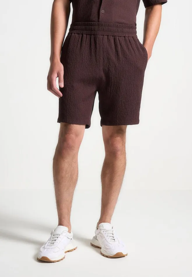 Manire De Voir Short Sets Manire De Voir Man Seersucker Shorts 8211 Brown