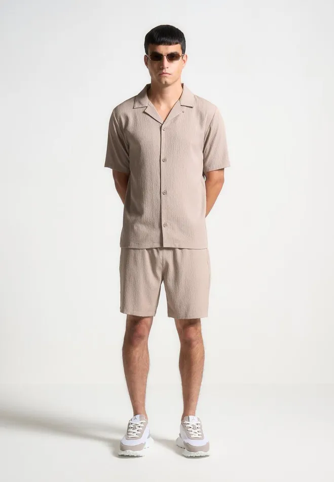 Manire De Voir Short Sets Manire De Voir Man Seersucker Shorts 8211 Taupe