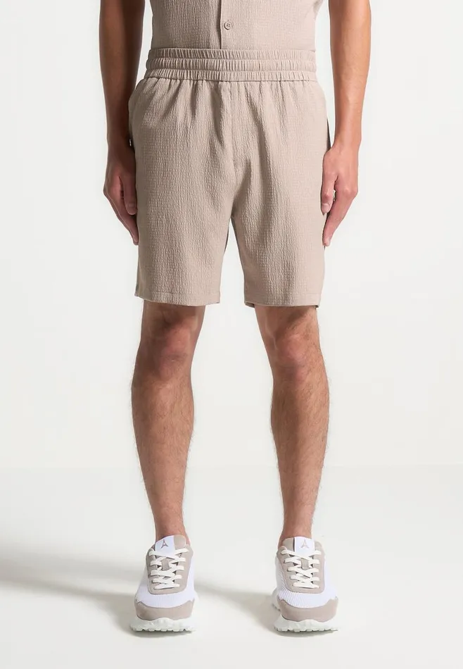 Manire De Voir Short Sets Manire De Voir Man Seersucker Shorts 8211 Taupe