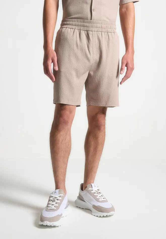 Manire De Voir Short Sets Manire De Voir Man Seersucker Shorts 8211 Taupe