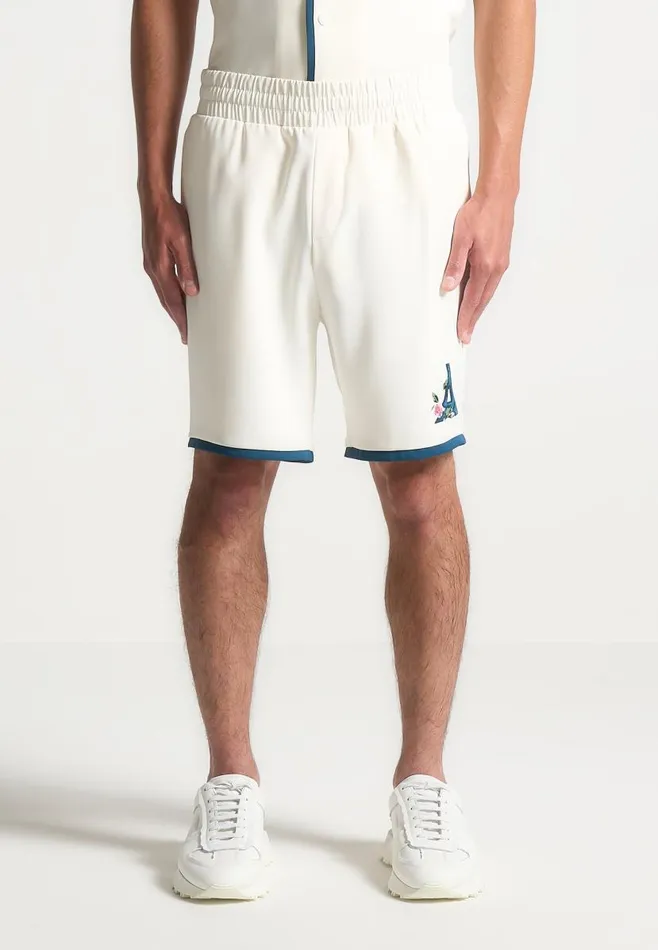 Manire De Voir Short Sets Manire De Voir Man Velvet Eiffel Shorts 8211 CreamBlue