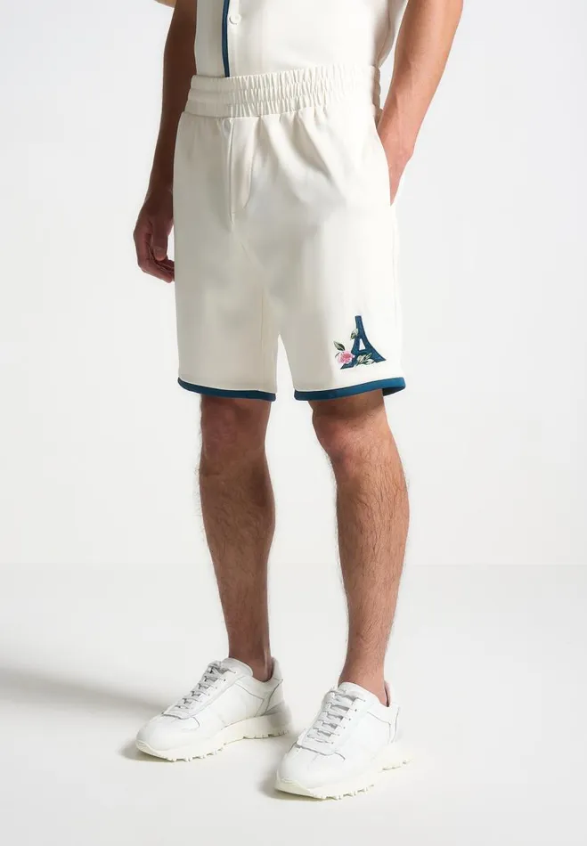 Manire De Voir Short Sets Manire De Voir Man Velvet Eiffel Shorts 8211 CreamBlue
