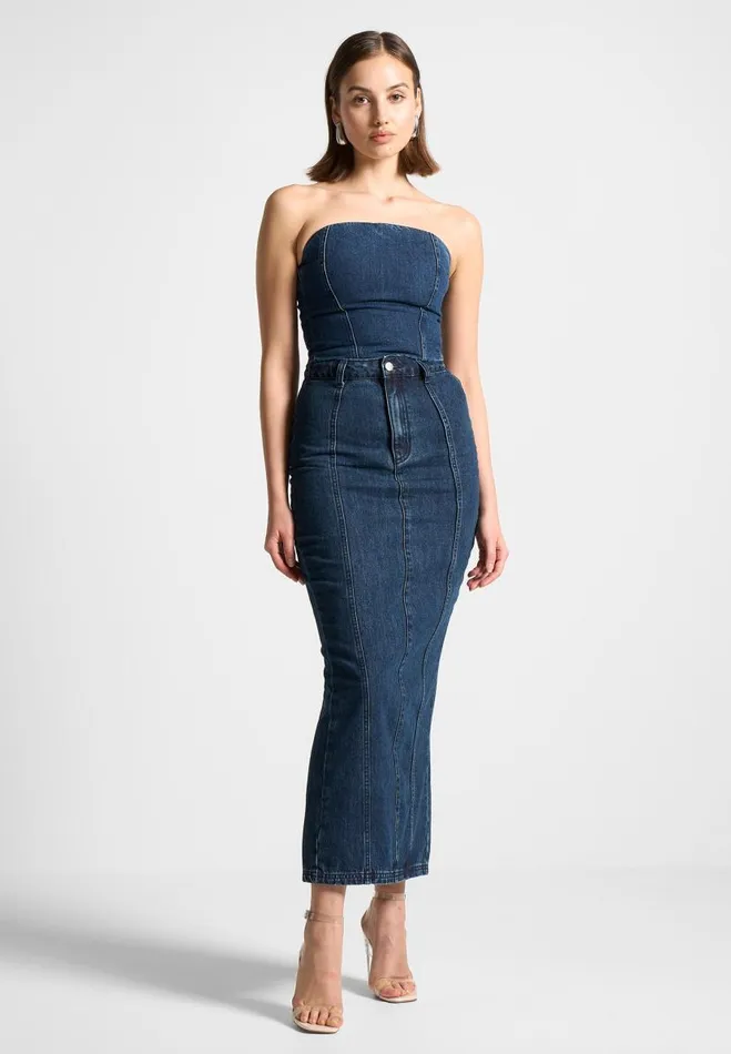 Manire De Voir Skirts Manire De Voir Woman Denim Midaxi Skirt 8211 Indigo