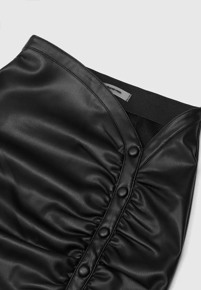 Manire De Voir Skirts Manire De Voir Woman Vegan Leather Ruched Mini Skirt 8211 Black