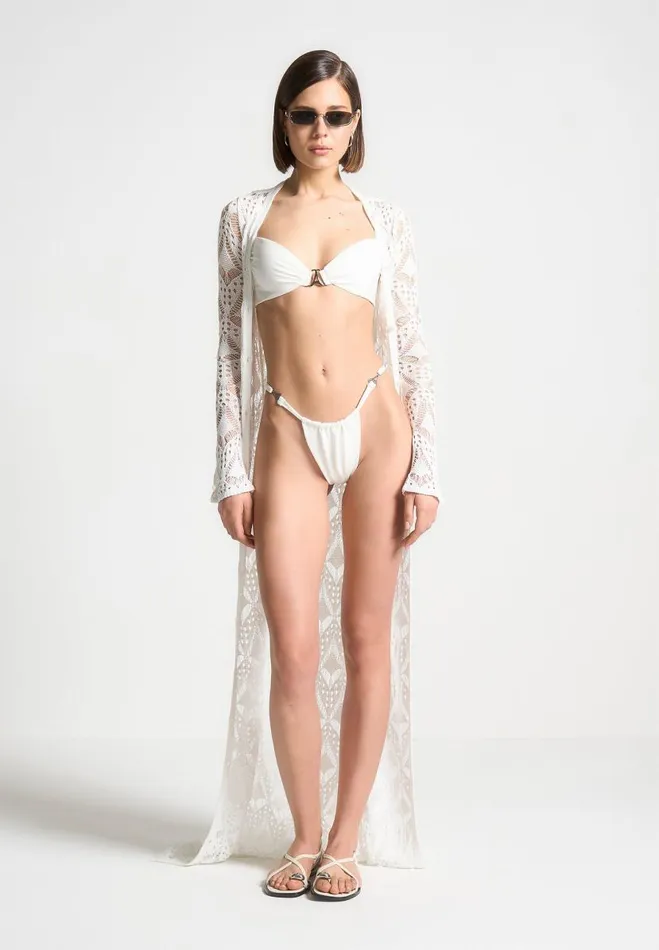 Manire De Voir Swim Manire De Voir Woman Eiffel Ruched Bikini Bottoms 8211 Off White