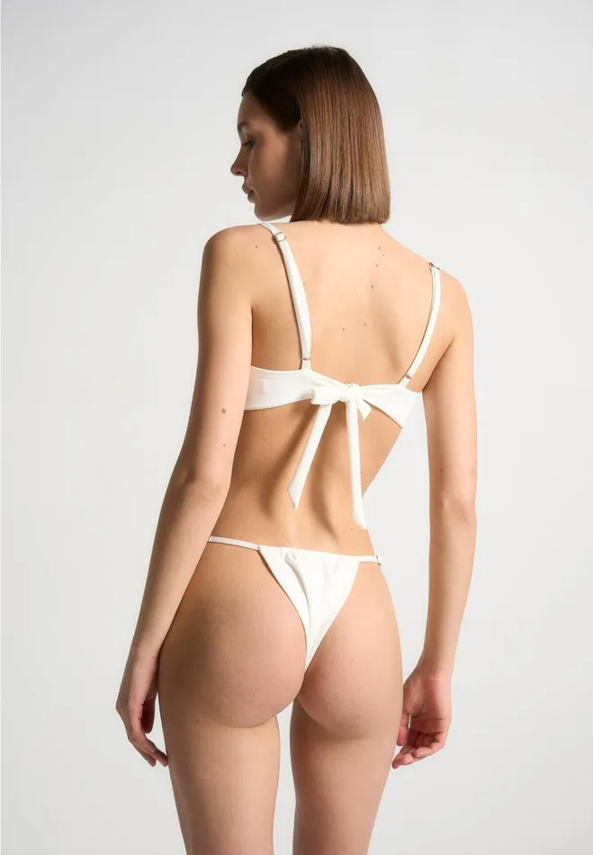 Manire De Voir Swim Manire De Voir Woman Eiffel Ruched Bikini Bottoms 8211 Off White