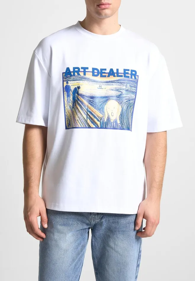 Manire De Voir TShirts and Tops Manire De Voir Man Art Dealer Graphic TShirt 8211 White