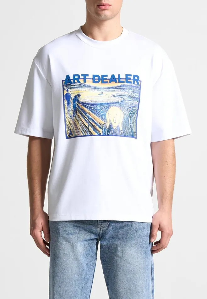 Manire De Voir TShirts and Tops Manire De Voir Man Art Dealer Graphic TShirt 8211 White