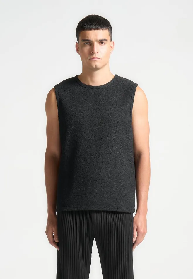 Manire De Voir TShirts and Tops Manire De Voir Man Boucle Boxy Vest 8211 Black Manire De Voir TShirts and Tops Manire De Voir Man Boucle Boxy Vest 8211 Black
