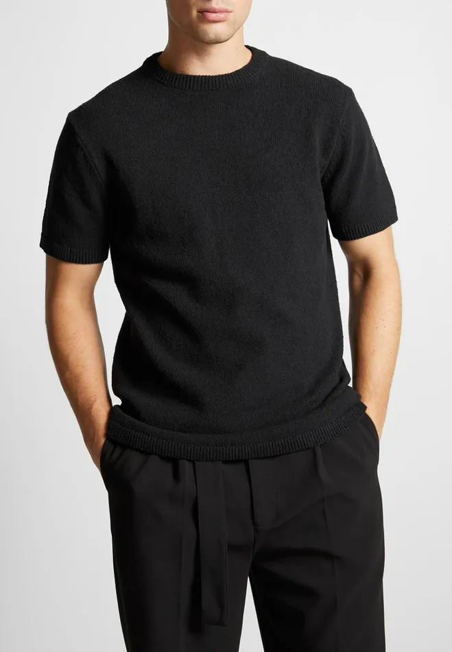 Manire De Voir TShirts and Tops Manire De Voir Man Boucle Knit Regular Fit TShirt 8211 Black Manire De Voir TShirts and Tops Manire De Voir Man Boucle Knit Regular Fit TShirt 8211 Black