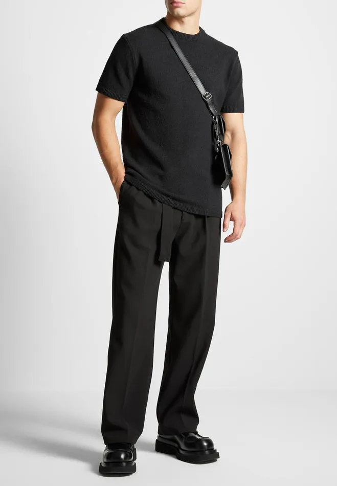 Manire De Voir TShirts and Tops Manire De Voir Man Boucle Knit Regular Fit TShirt 8211 Black