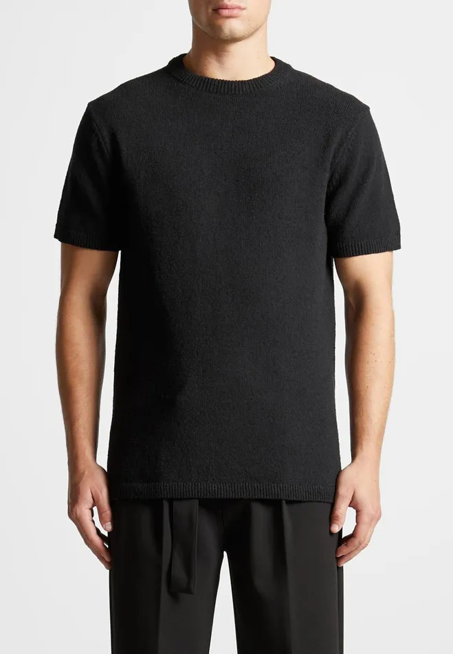 Manire De Voir TShirts and Tops Manire De Voir Man Boucle Knit Regular Fit TShirt 8211 Black
