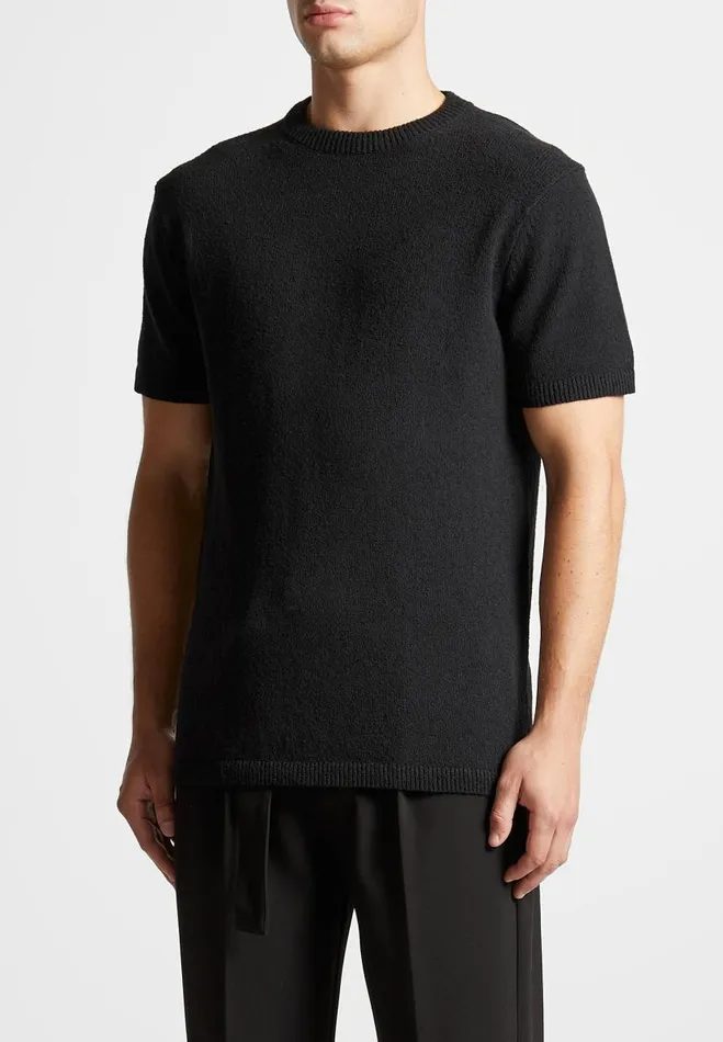 Manire De Voir TShirts and Tops Manire De Voir Man Boucle Knit Regular Fit TShirt 8211 Black