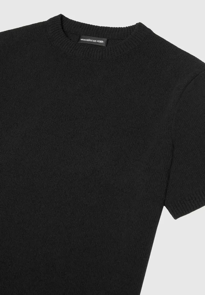 Manire De Voir TShirts and Tops Manire De Voir Man Boucle Knit Regular Fit TShirt 8211 Black