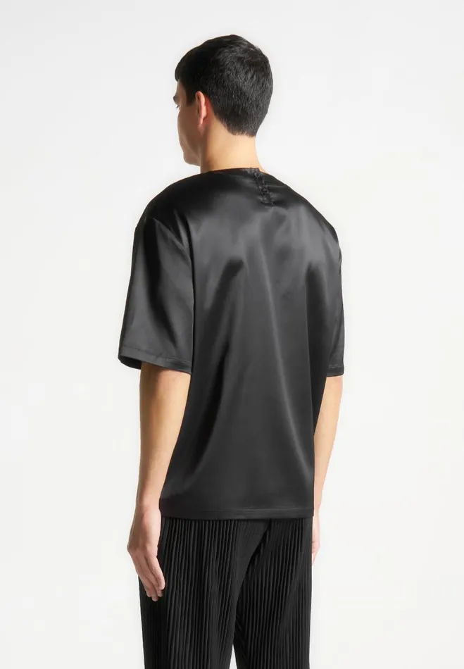 Manire De Voir TShirts and Tops Manire De Voir Man Satin Boxy Fit TShirt 8211 Black