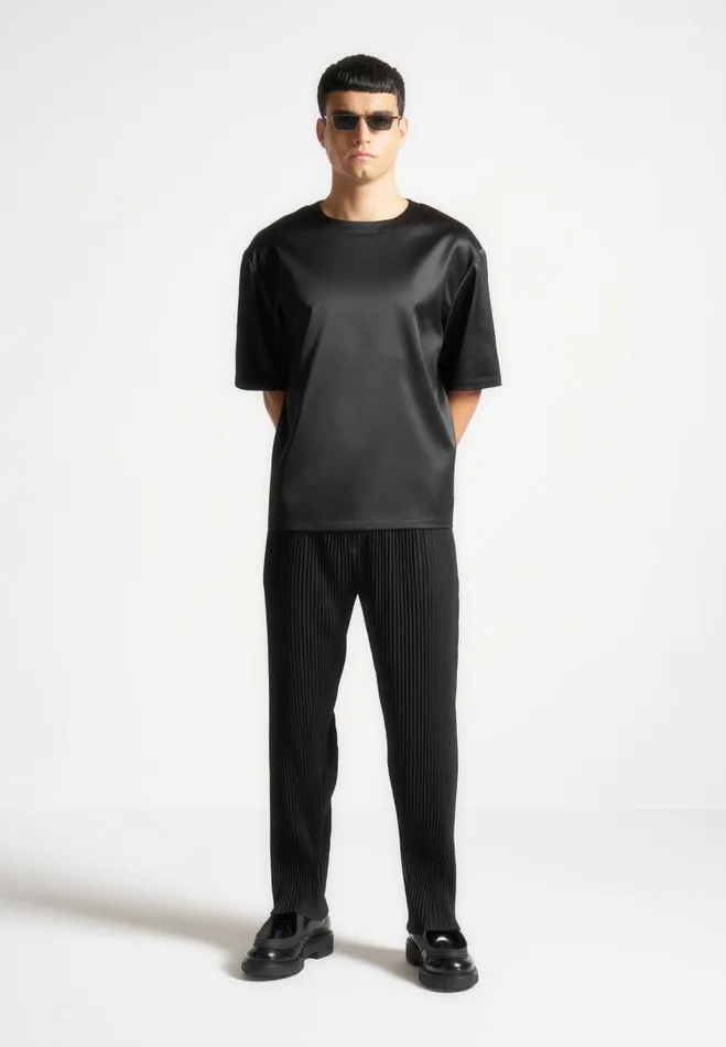 Manire De Voir TShirts and Tops Manire De Voir Man Satin Boxy Fit TShirt 8211 Black