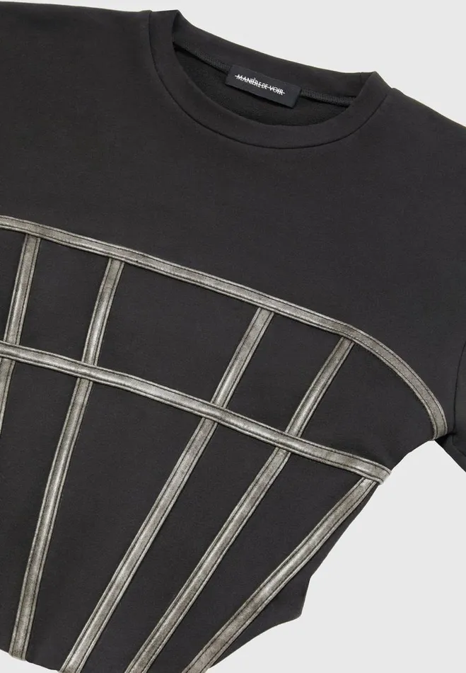 Manire De Voir Tops and T Shirts Manire De Voir Woman Corset T Shirt 8211 BlackGrey