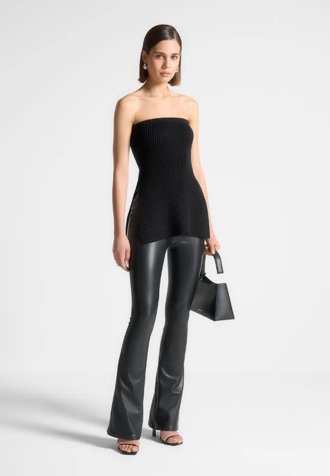 Manire De Voir Tops and T Shirts Manire De Voir Woman Rib Knit Longline Bandeau Top 8211 Black