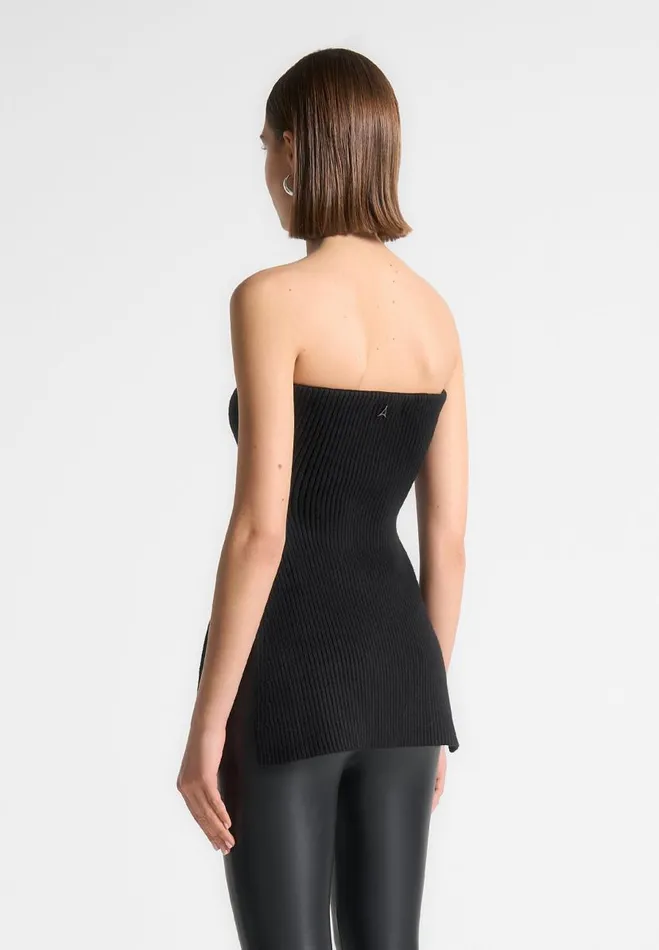 Manire De Voir Tops and T Shirts Manire De Voir Woman Rib Knit Longline Bandeau Top 8211 Black