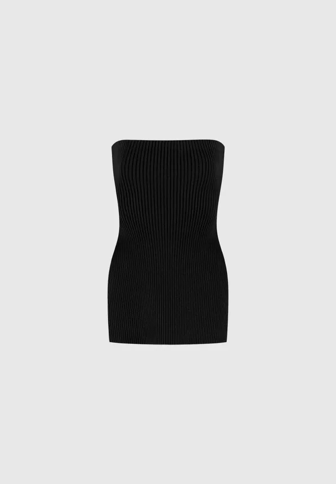 Manire De Voir Tops and T Shirts Manire De Voir Woman Rib Knit Longline Bandeau Top 8211 Black